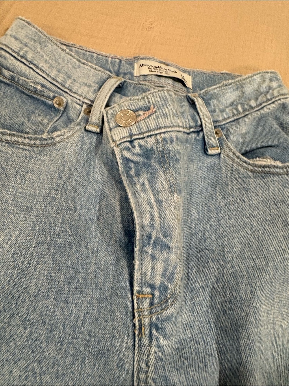 Abercrombie Fitch 90s Straight Ultra High Rise Crossover Waist sz 24/0 Xs Denim - Picture 3 of 7